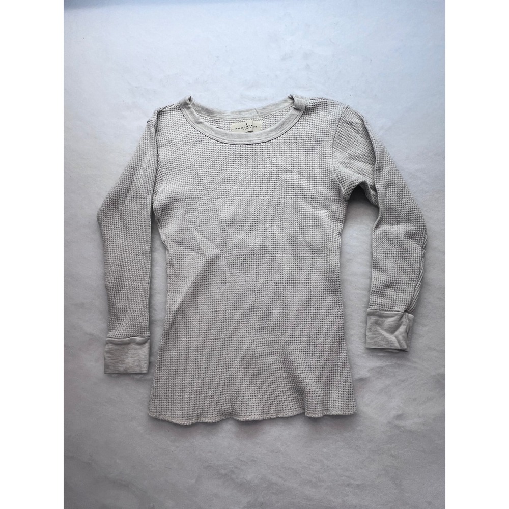 Imogene and Willie Womens Small Gray Waffle Knit Thermal Long Sleeve Topo